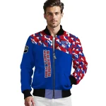 personalized new york rangers flag scratch effect blue bomber jacket best selling