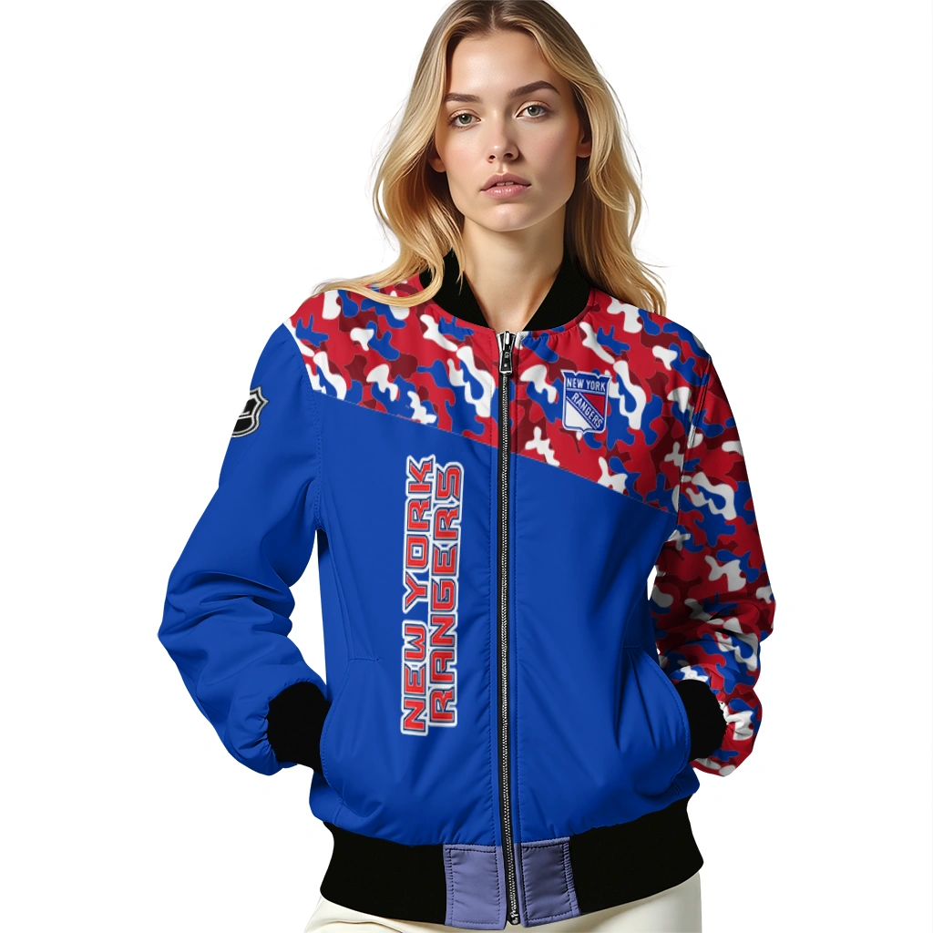 personalized new york rangers flag scratch effect blue bomber jacket latest model personalized new york rangers flag scratch effect blue bomber jacket latest model