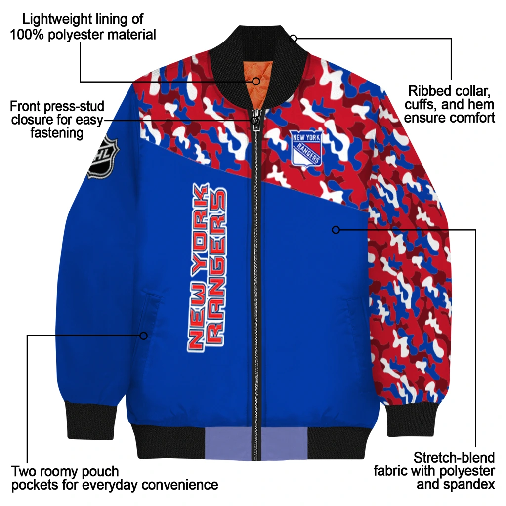 personalized new york rangers flag scratch effect blue bomber jacket new arrival personalized new york rangers flag scratch effect blue bomber jacket new arrival