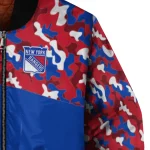 personalized new york rangers flag scratch effect blue bomber jacket best selling