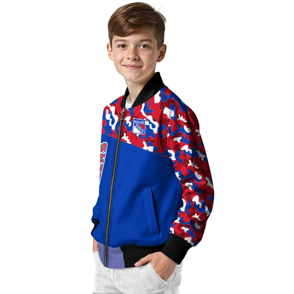 personalized new york rangers flag scratch effect blue bomber jacket trendy personalized new york rangers flag scratch effect blue bomber jacket trendy