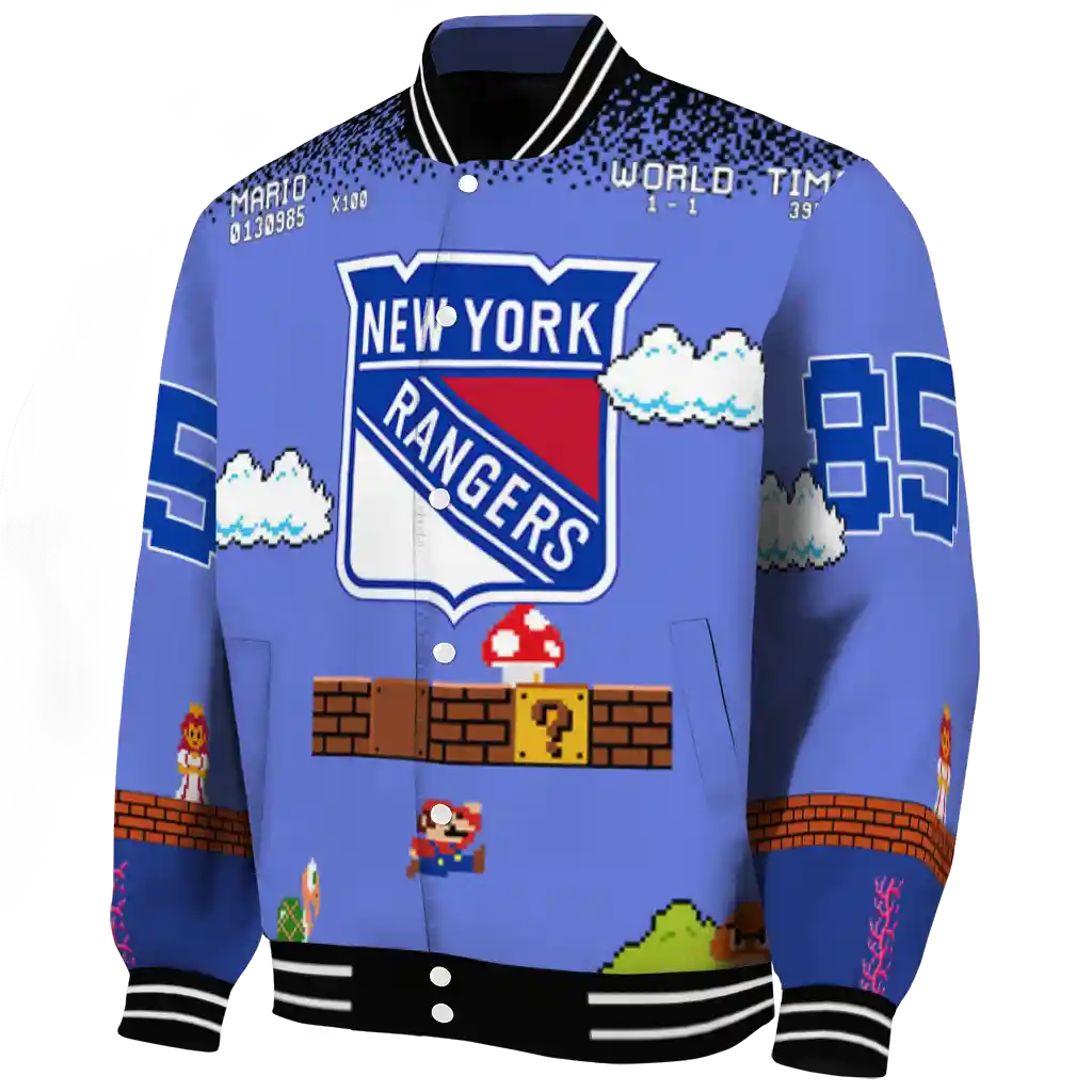 personalized new york rangers mario blocks blue black varsity jacket best selling personalized new york rangers mario blocks blue black varsity jacket best selling