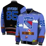 personalized new york rangers mario blocks blue black varsity jacket best selling