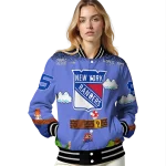 personalized new york rangers mario blocks blue black varsity jacket best selling