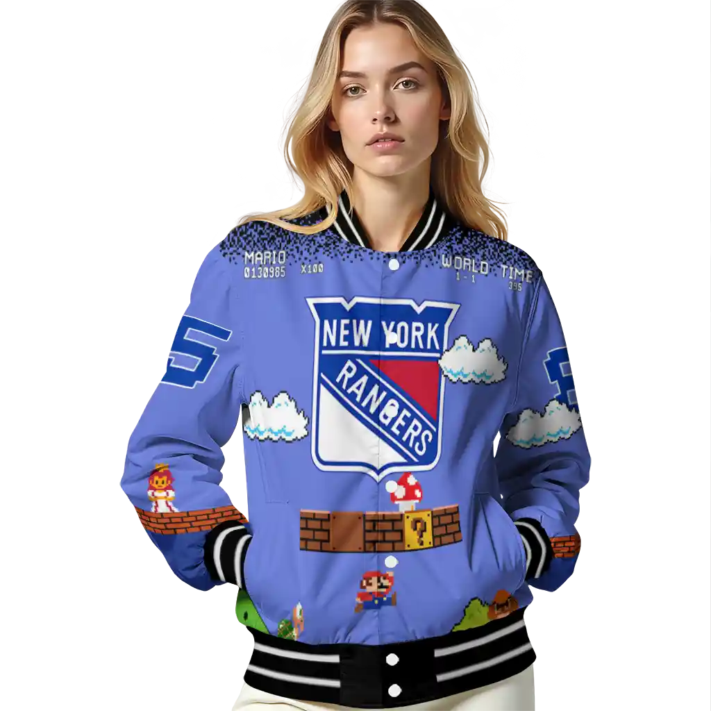 personalized new york rangers mario blocks blue black varsity jacket latest model personalized new york rangers mario blocks blue black varsity jacket latest model