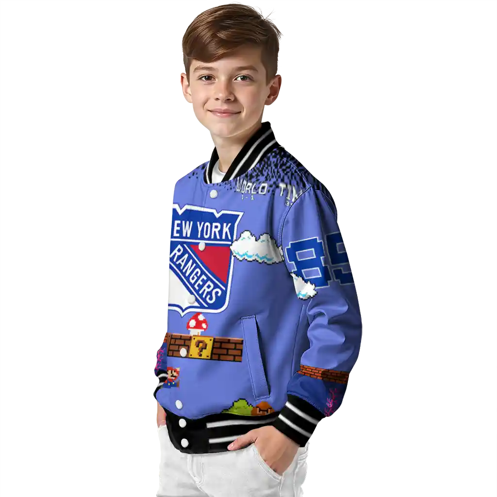 personalized new york rangers mario blocks blue black varsity jacket trendy personalized new york rangers mario blocks blue black varsity jacket trendy