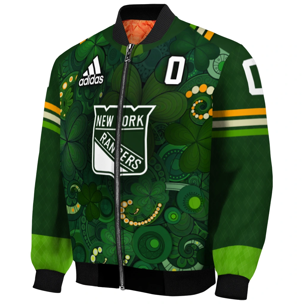 personalized new york rangers shamrock vortex green bomber jacket fashion forward personalized new york rangers shamrock vortex green bomber jacket fashion forward