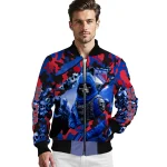 personalized new york rangers skull horde blue bomber jacket best selling