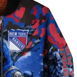 personalized new york rangers skull horde blue bomber jacket best selling