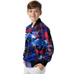 personalized new york rangers skull horde blue bomber jacket best selling