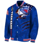 personalized new york rangers usa flag rips blue varsity jacket best selling