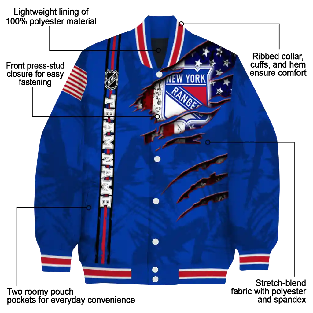 personalized new york rangers usa flag rips blue varsity jacket new arrival personalized new york rangers usa flag rips blue varsity jacket new arrival