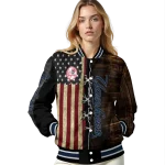 personalized new york yankees flag wood brown varsity jacket best selling