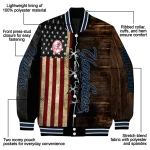 personalized new york yankees flag wood brown varsity jacket best selling
