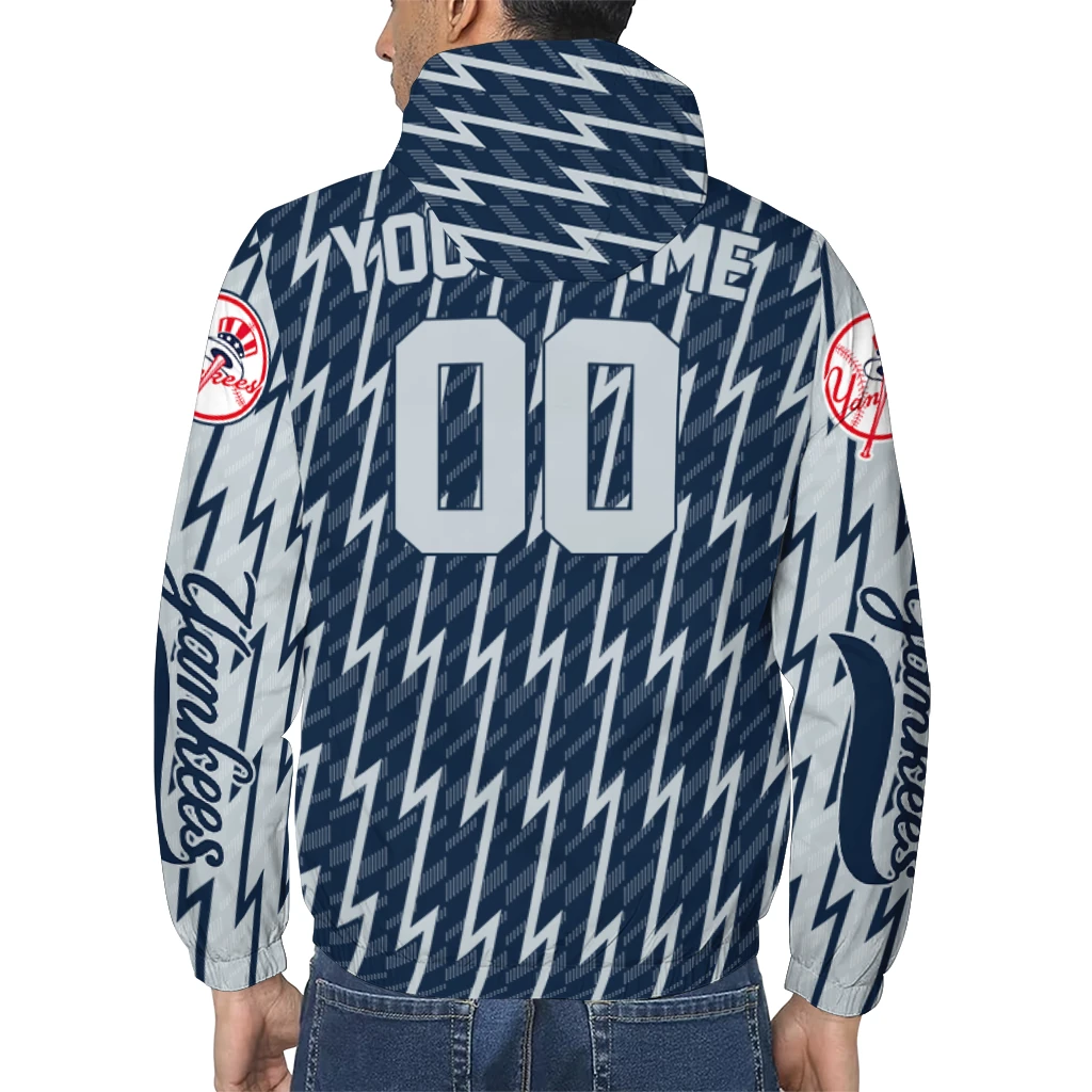 personalized new york yankees lightning strike grid navy windbreaker jacket trendy personalized new york yankees lightning strike grid navy windbreaker jacket trendy