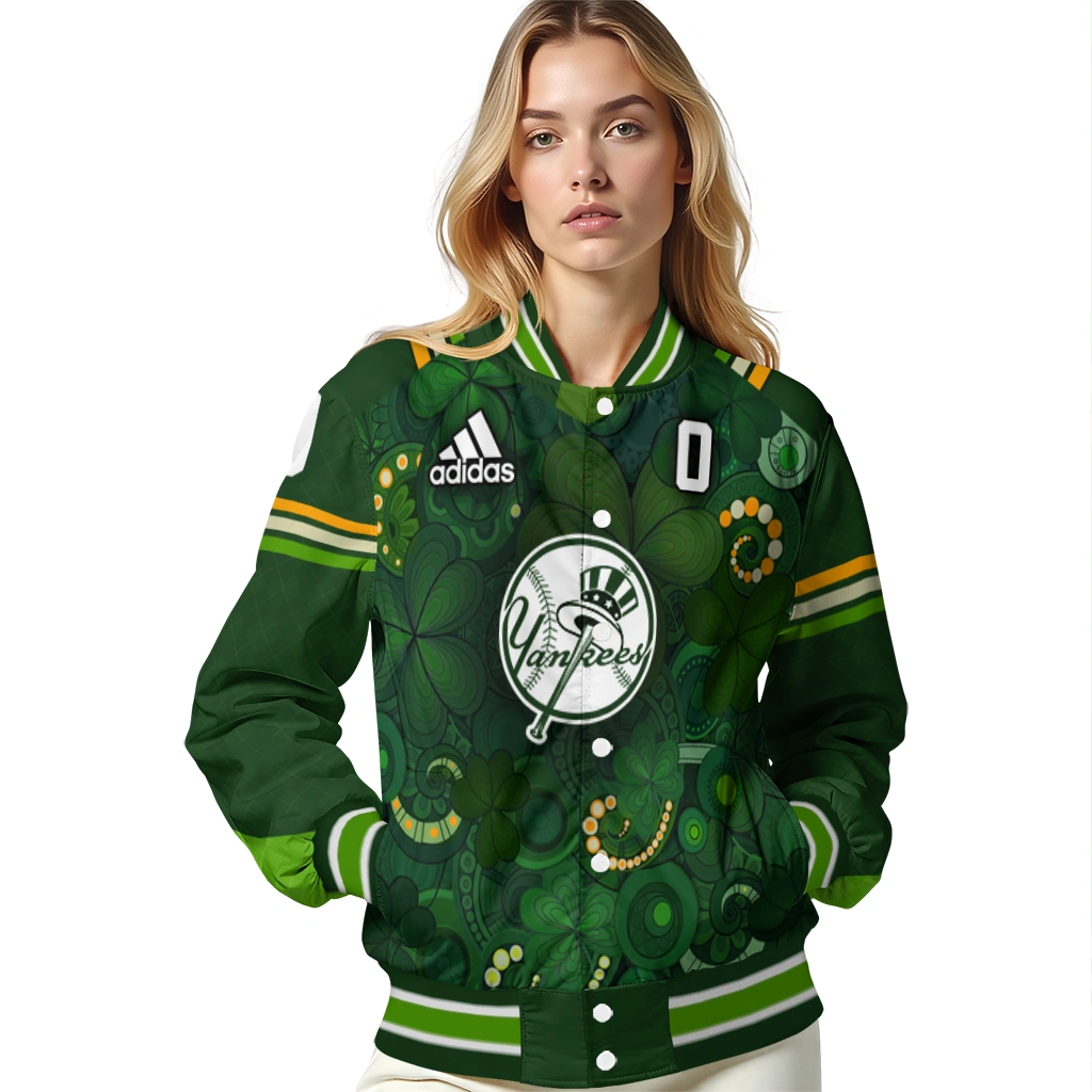 personalized new york yankees shamrock vortex green varsity jacket latest model personalized new york yankees shamrock vortex green varsity jacket latest model