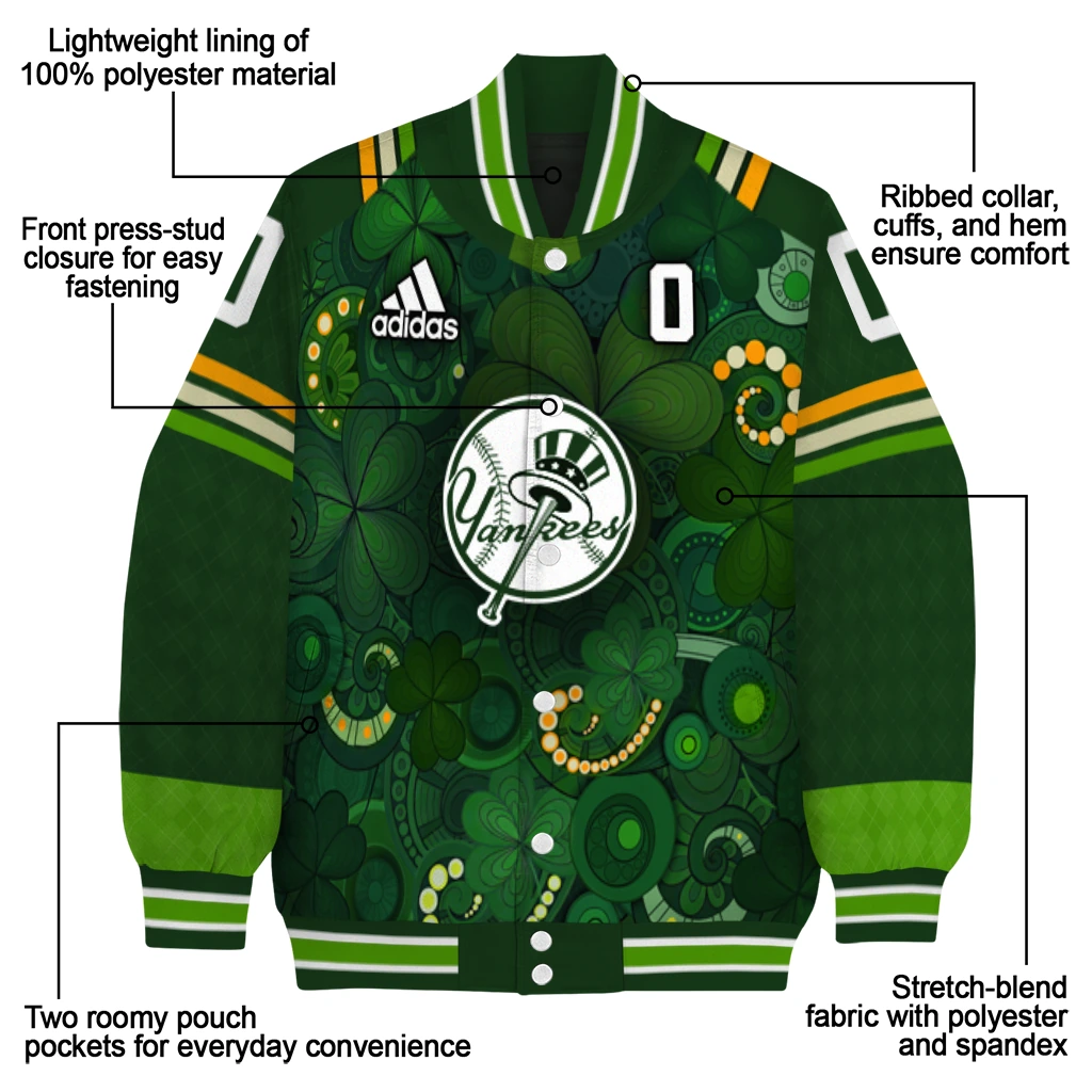 personalized new york yankees shamrock vortex green varsity jacket new arrival personalized new york yankees shamrock vortex green varsity jacket new arrival
