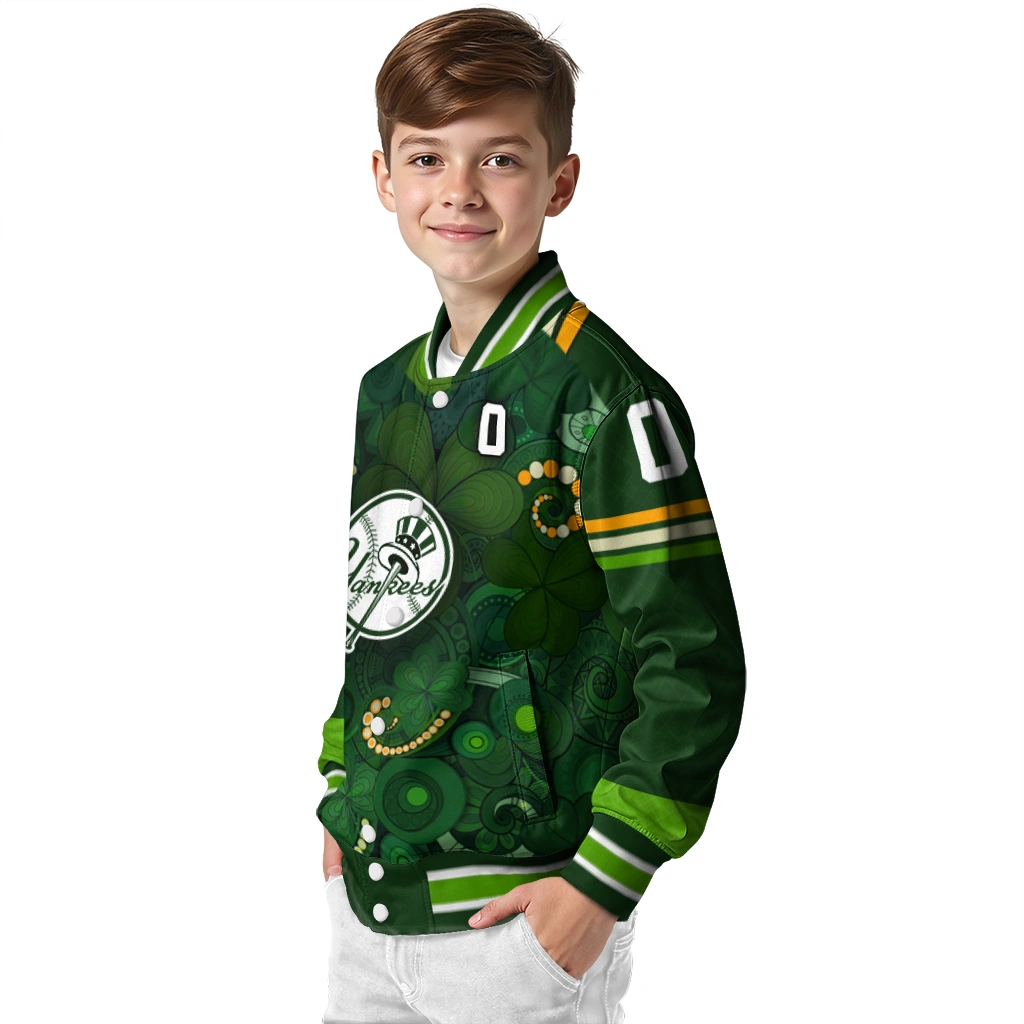 personalized new york yankees shamrock vortex green varsity jacket trendy personalized new york yankees shamrock vortex green varsity jacket trendy