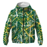 personalized north dakota state bison brushstroke pattern green windbreaker jacket best selling
