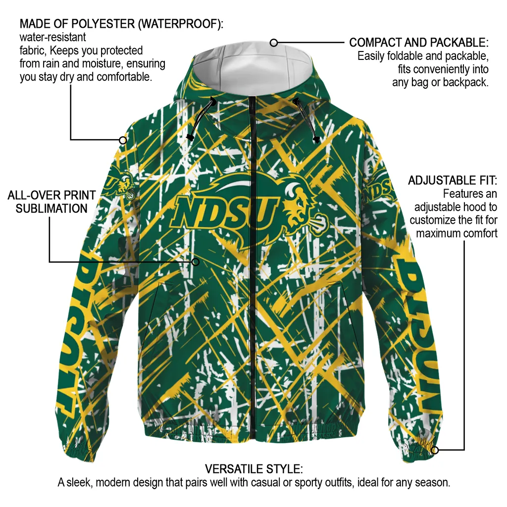 personalized north dakota state bison brushstroke pattern green windbreaker jacket new arrival personalized north dakota state bison brushstroke pattern green windbreaker jacket new arrival