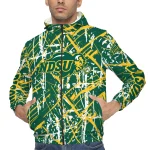 personalized north dakota state bison brushstroke pattern green windbreaker jacket best selling