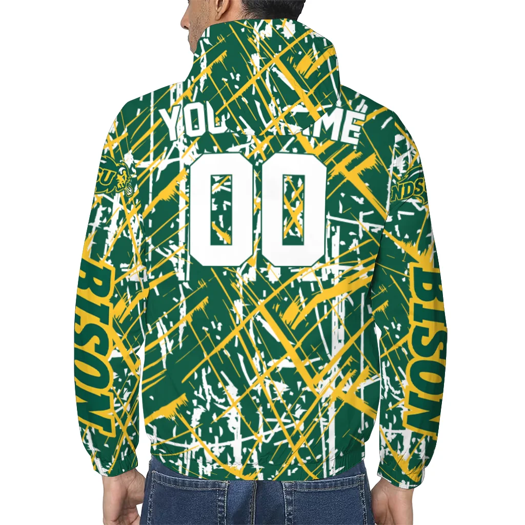 personalized north dakota state bison brushstroke pattern green windbreaker jacket trendy personalized north dakota state bison brushstroke pattern green windbreaker jacket trendy