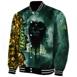 personalized north dakota state bison skull cluster green varsity jacket best selling