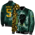 personalized north dakota state bison skull cluster green varsity jacket best selling
