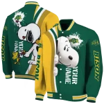 personalized north dakota state bison snoopy head green varsity jacket best selling
