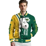 personalized north dakota state bison snoopy head green varsity jacket best selling