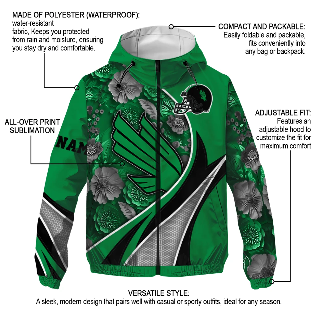 personalized north texas mean green blossoms helmet green windbreaker jacket new arrival personalized north texas mean green blossoms helmet green windbreaker jacket new arrival