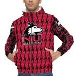 personalized northern illinois huskies lightning strike grid red windbreaker jacket best selling