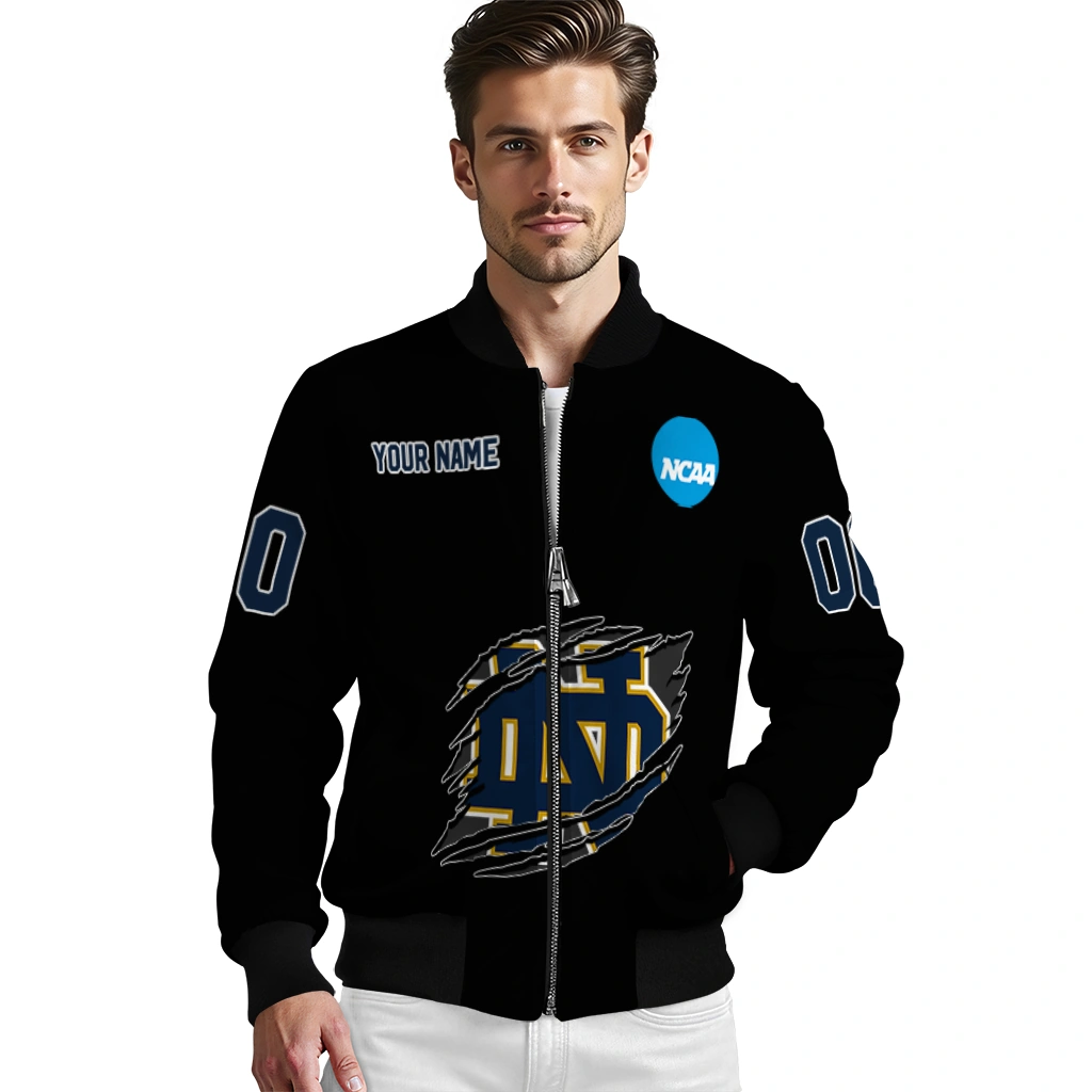personalized notre dame fighting irish claw shred black bomber jacket high quality personalized notre dame fighting irish claw shred black bomber jacket high quality