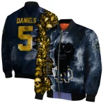personalized notre dame fighting irish skull cluster navy bomber jacket best selling