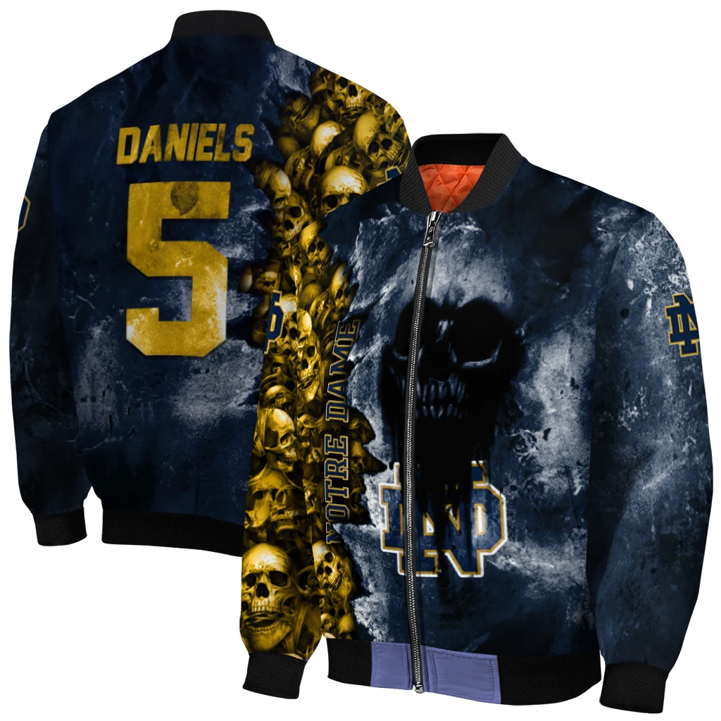 personalized notre dame fighting irish skull cluster navy bomber jacket best selling personalized notre dame fighting irish skull cluster navy bomber jacket best selling