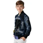 personalized notre dame fighting irish skull cluster navy bomber jacket best selling