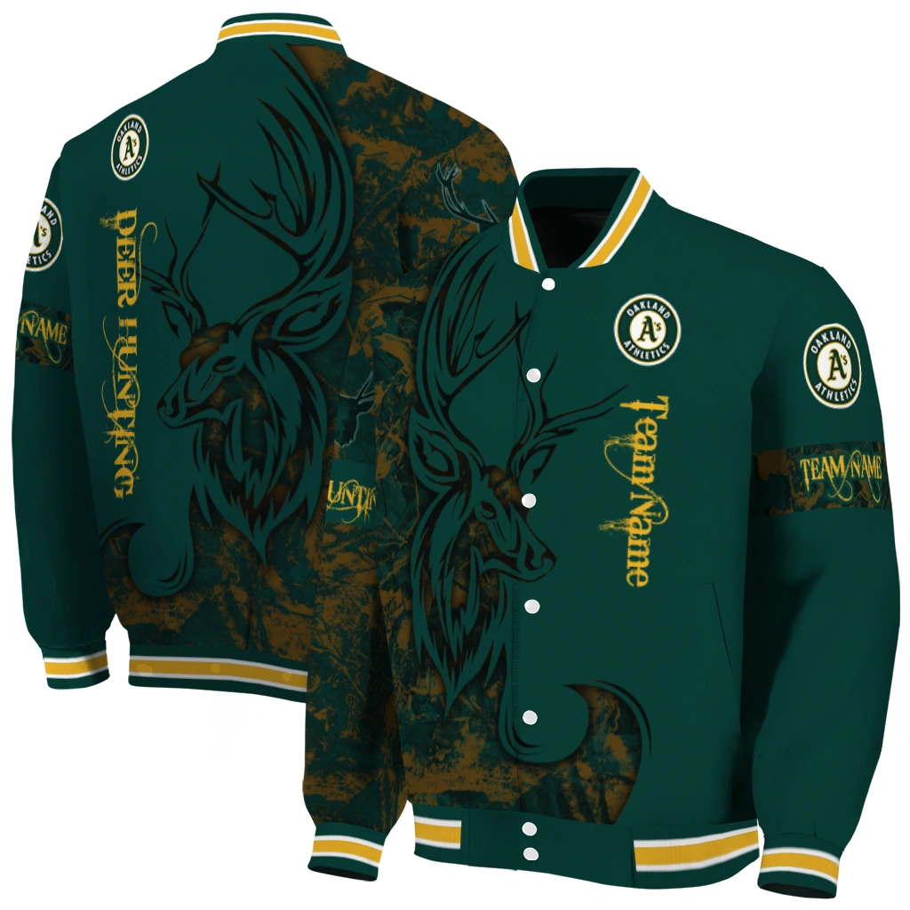 personalized oakland athletics tribal deer art green varsity jacket fashion forward personalized oakland athletics tribal deer art green varsity jacket fashion forward