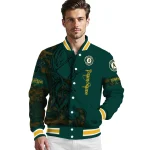 personalized oakland athletics tribal deer art green varsity jacket best selling