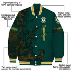 personalized oakland athletics tribal deer art green varsity jacket best selling