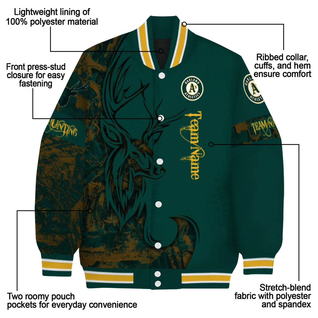 personalized oakland athletics tribal deer art green varsity jacket new arrival personalized oakland athletics tribal deer art green varsity jacket new arrival