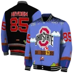 personalized ohio state buckeyes mario blocks blue black varsity jacket best selling