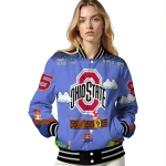 personalized ohio state buckeyes mario blocks blue black varsity jacket best selling