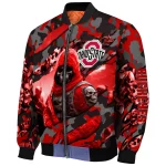 personalized ohio state buckeyes skull horde scarlet bomber jacket best selling