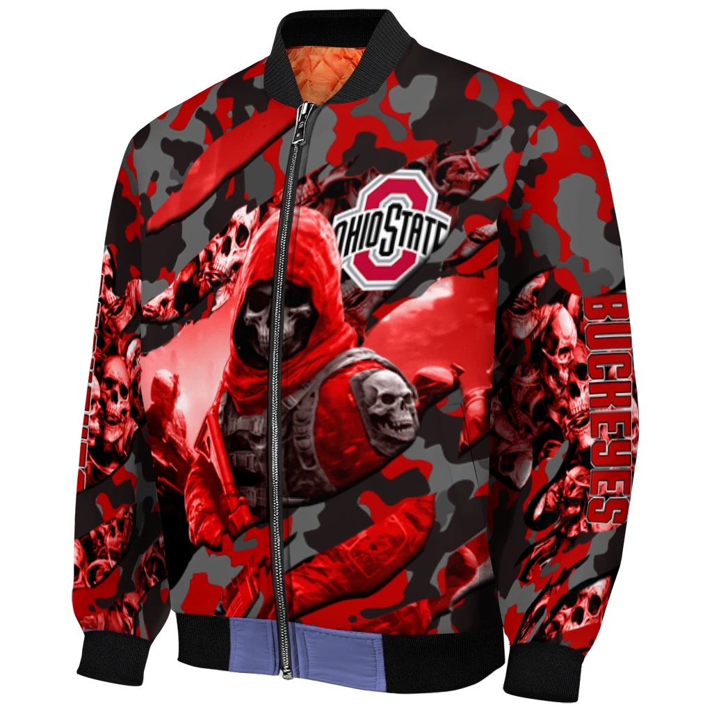 personalized ohio state buckeyes skull horde scarlet bomber jacket fashion forward personalized ohio state buckeyes skull horde scarlet bomber jacket fashion forward