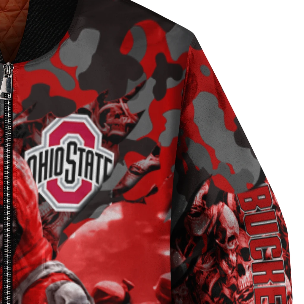 personalized ohio state buckeyes skull horde scarlet bomber jacket premium grade personalized ohio state buckeyes skull horde scarlet bomber jacket premium grade
