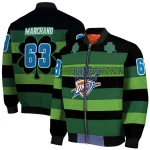 personalized oklahoma city thunder clover green lines green black bomber jacket best selling