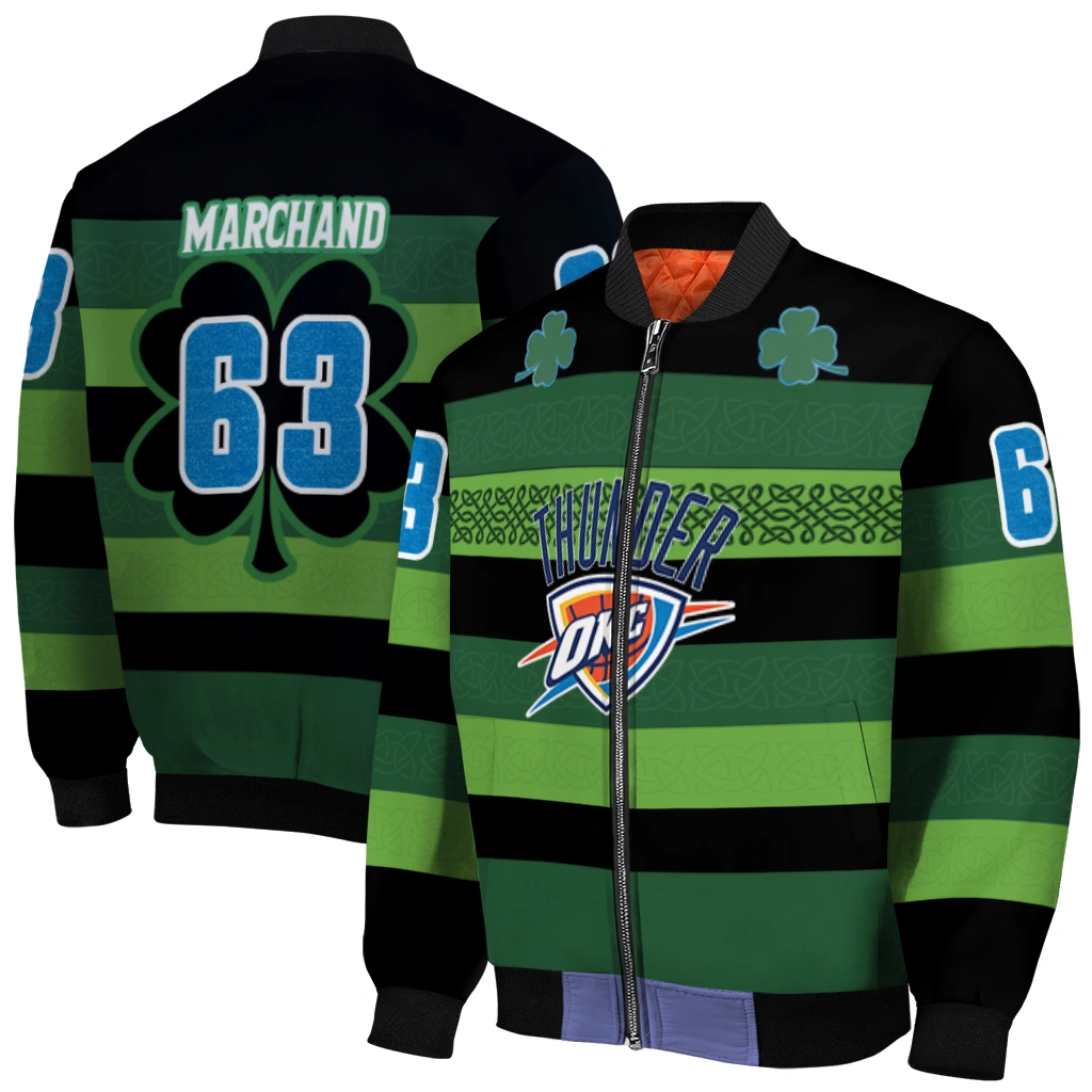 personalized oklahoma city thunder clover green lines green black bomber jacket best selling personalized oklahoma city thunder clover green lines green black bomber jacket best selling