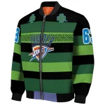 personalized oklahoma city thunder clover green lines green black bomber jacket best selling