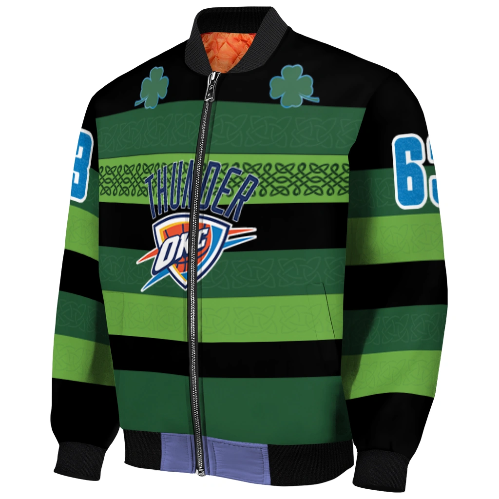 personalized oklahoma city thunder clover green lines green black bomber jacket fashion forward personalized oklahoma city thunder clover green lines green black bomber jacket fashion forward