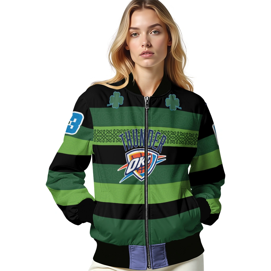 personalized oklahoma city thunder clover green lines green black bomber jacket latest model personalized oklahoma city thunder clover green lines green black bomber jacket latest model